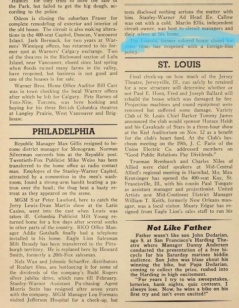 Former African American Theater (1948) Reopened with Foreign-Film Policy