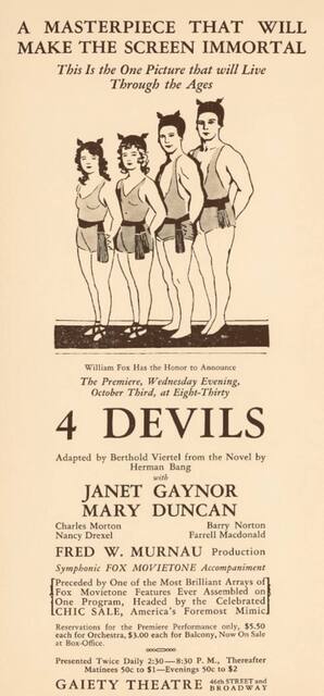 4 Devils at the Gaiety Theatre, 3 October, 1928
