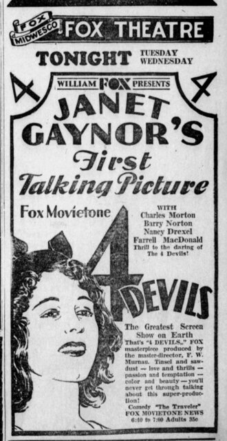 4 Devils at the Fox, 4 November 1929