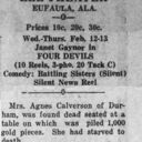 Detailed notice for 4 Devils at the Lee Theatre, Eufaula 12 thru 13 February, 1930