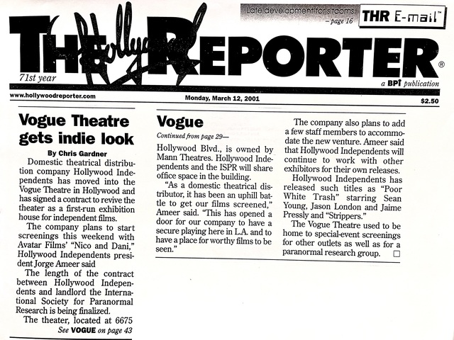 Filmmaker Jorge Ameer was the last person to show first run films at the Vogue 