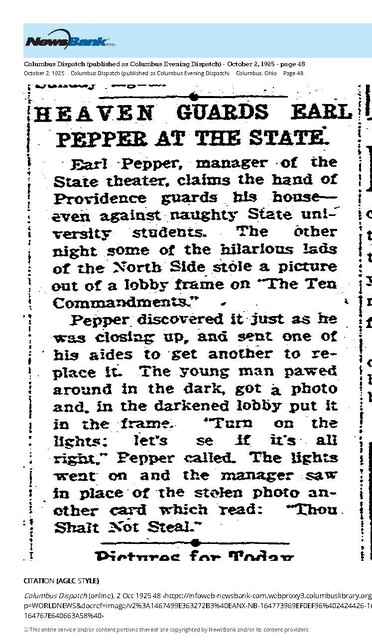 Theater Showman and More: Earl Pepper (1925)
