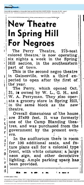 African American Theater (1947):  Opened