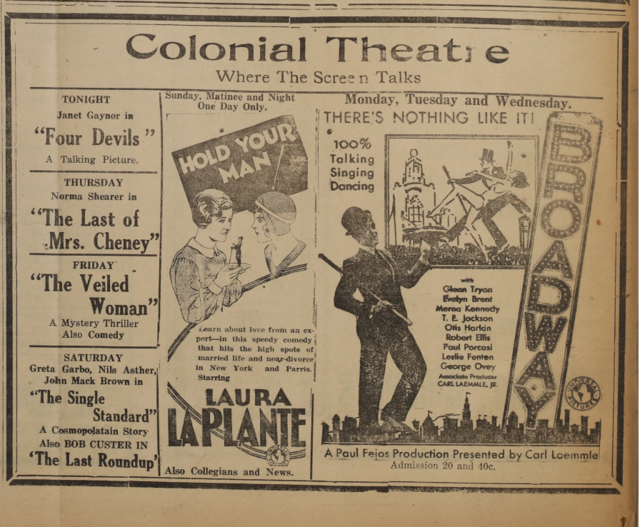 4 Devils at the Colonial - 6 November, 1929