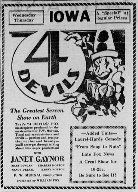 4 Devils at the Iowa, 5-6 March 1930