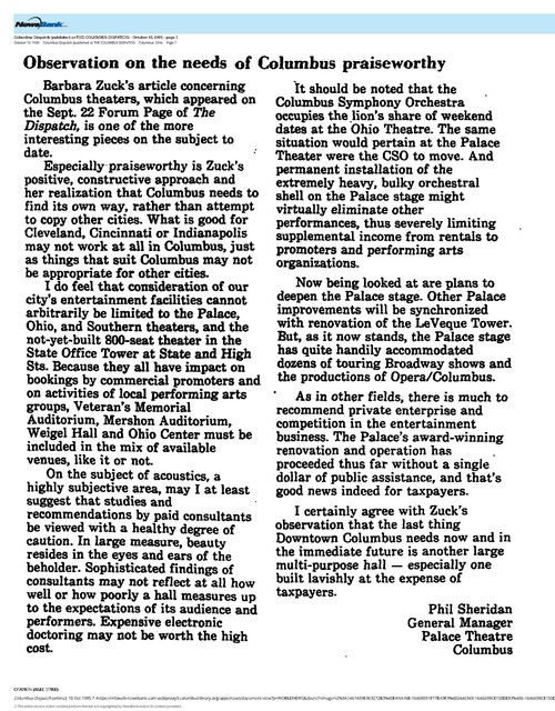 Theater Showman and More: Phil Sheridan (1985)