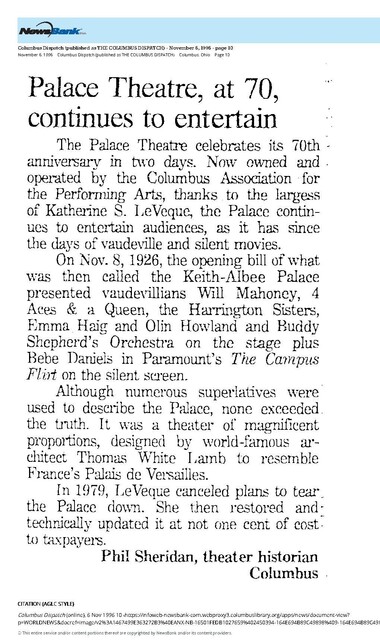 Theater Showman and More: Phil Sheridan (1996)