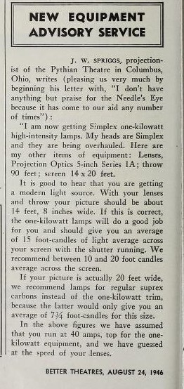 J. W. Spriggs, Projectionist (1046)