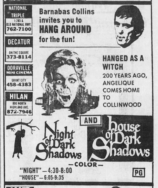 HOUSE OF DARK SHADOWS and NIGHT OF DARK SHADOWS at the Doraville Mini Cinema in Atlanta, Ga