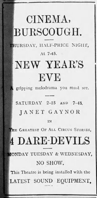 4 Devils at the Burscough Cinema on 14 March, 1931