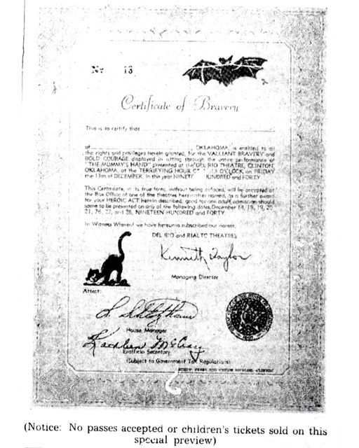 Certificate of bravery, December 1940