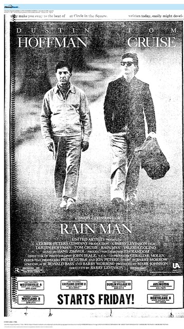 Tom Cruise--Number One and Dustin Hoffman--Number Ten Box Office Stars (1988)