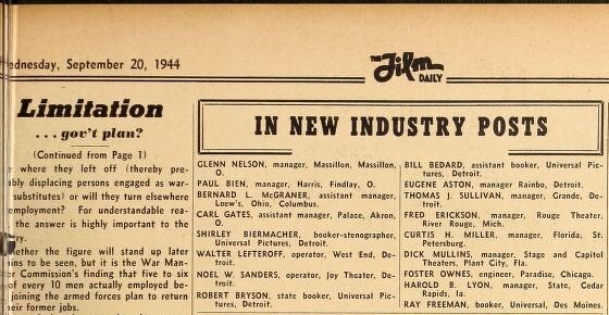 Managerial Changes (1944)