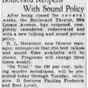 Boulevard Theater reopens Plain Dealer Jul 21 1929