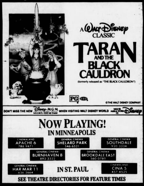 Taran and the Black Cauldron (1985) 1990 Re-Issue Ad