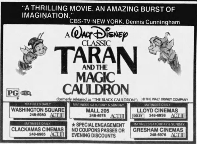 Taran and the Magic Cauldron (1985) Re-Issue Ad