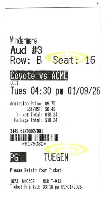 Coyote vs. Acme - September 1, 2026