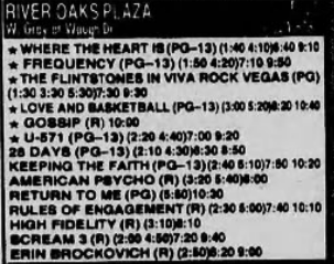 April 30, 2000 Listings