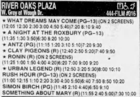 October 4, 1998 Listings