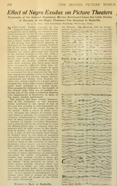 The Great Migration's Effect on Negro Theaters (1917)