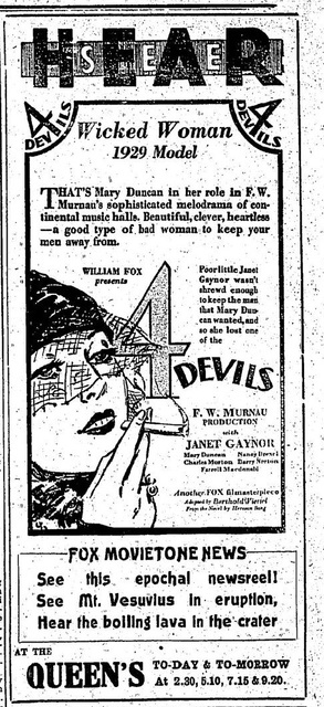 4 Devils at the Queen's Theatre, 26 November 1929