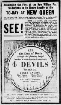 4 Devils at the Queen Theatre, St. John's, 3 February, 1930