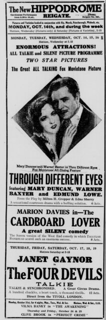 4 Devils at the New Hippodrome, 17-19 October, 1929