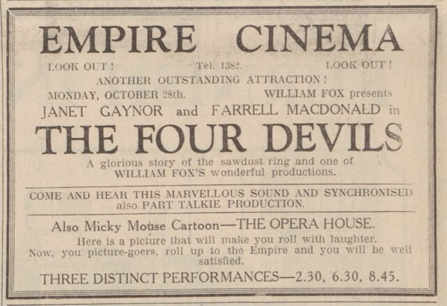 4 Devils at the Empire, 28 October-2 November, 1929
