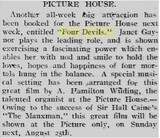4 Devils at the Picture House in Douglas, 25-31 August, 1929