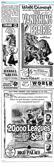 Two Walt Disney Films on Christmas Day 1954