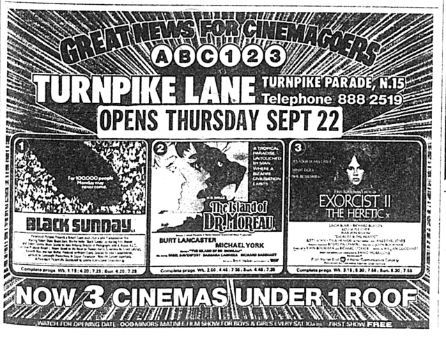 ABC Turnpike Lane is tripled Sept 1977