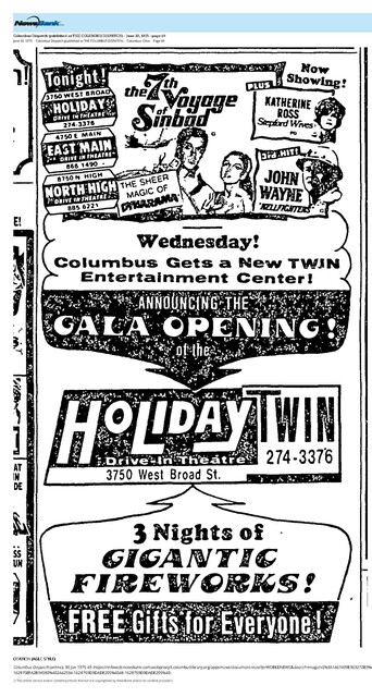 Gala Opening of the Holiday Drive-In Getting a Second Screen (July 2, 1975)