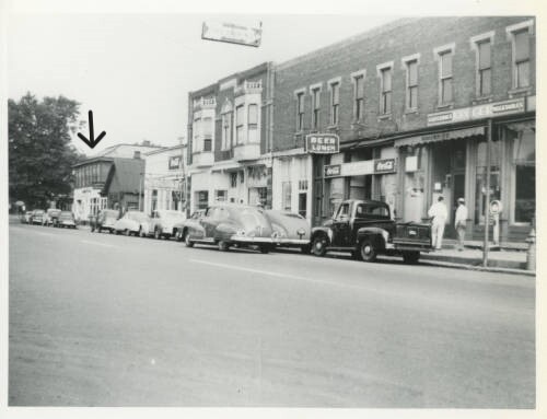 The Arrow Shows the Location of the Old Princess Theater, Early 1950s