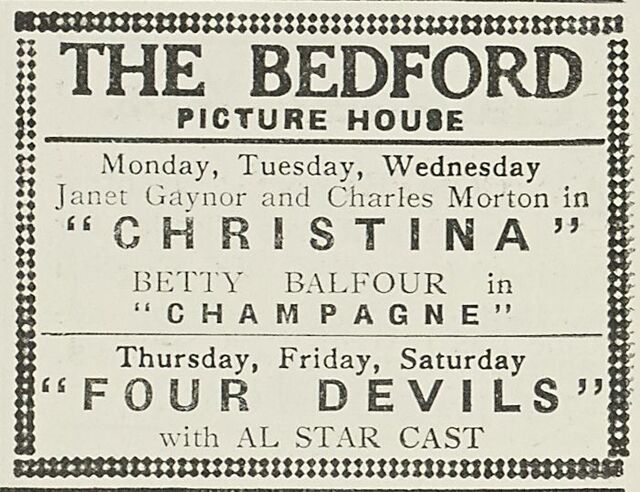 4 Devils at the original Bedford Picture House, 28-30 November, 1929