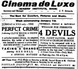4 Devils at the Cinema de Luxe, 9-11 January, 1930