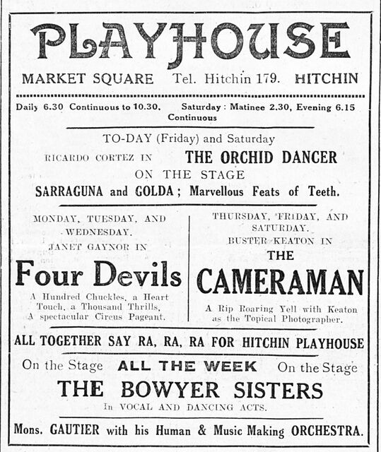 Murnau and Buster at the Playhouse, week of 6 January, 1930