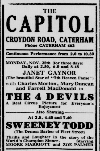 4 Devils at the Capitol, 25-27 November, 1929