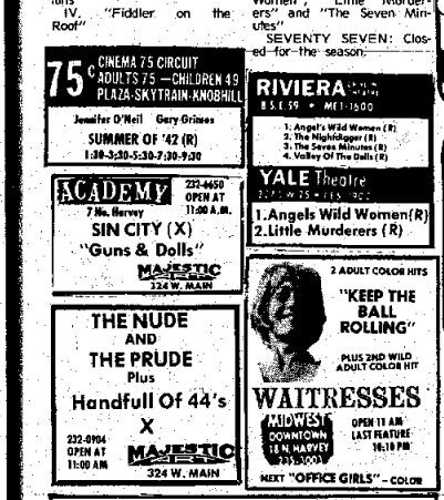 Composite photo of several OKC porn theatres in the mid 70's.