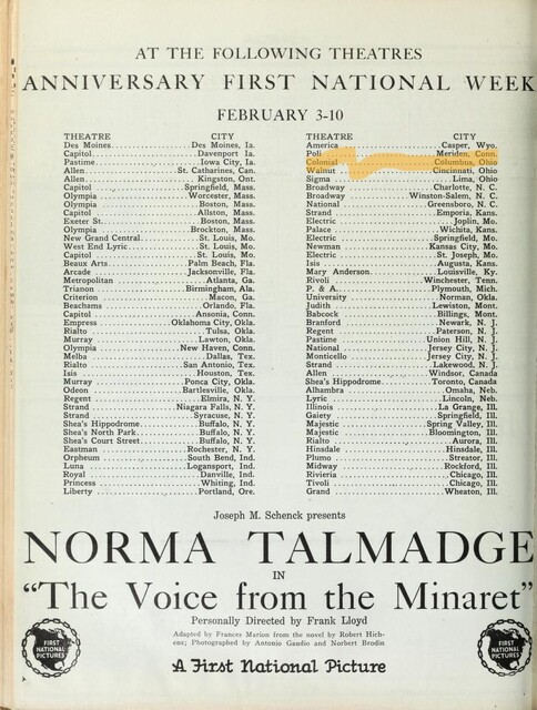 Showing at the Colonial February 3-10, 1923