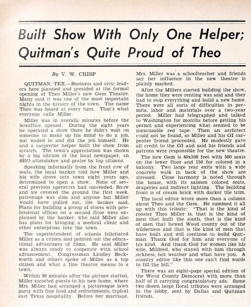Theatre Showman and More: Theo Miller (1947)