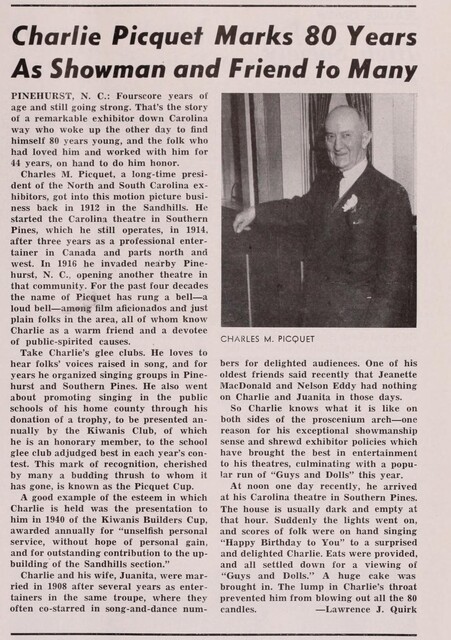 Theater Showman and More: Charles M. Picquet (1956)