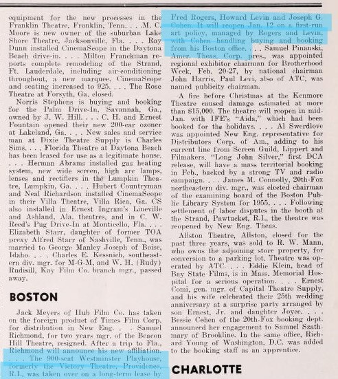 New Renters and Renamed (1955)