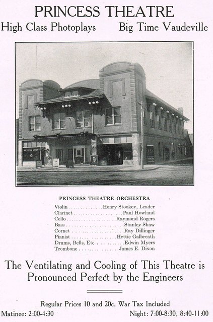 Princess Theater "High Class Photoplays, Bigtime Vaudeville"