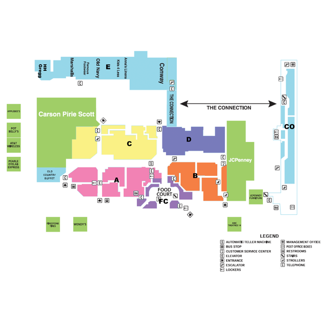 2013 current Ford City Mall directory map