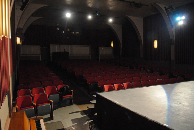 auditorium seen from stage left facing back, Indian Lake Theater