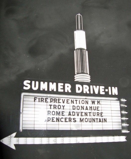 Summer Drive-In marquee lit